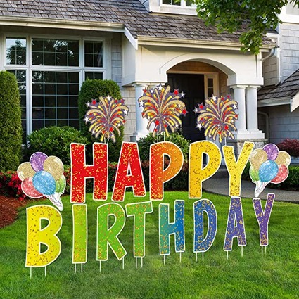 Happy Birthday Yard Sign - Rainbow